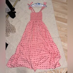 Pink polka dot maxi dress